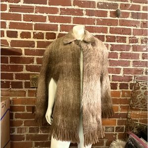 70s Vintage Grey Mohair Cape Coat Andrew Steward.